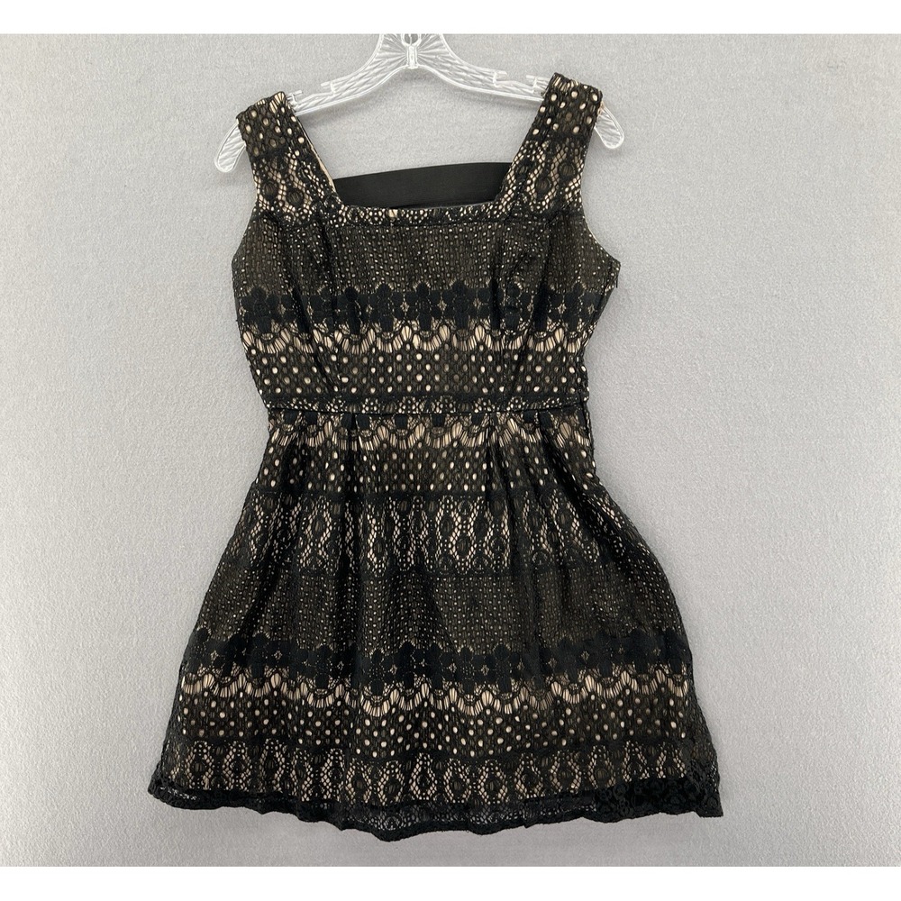 Fishbowl Womens Dress Black Nude Lace Sleeveless Square Neck Party A-line Medium